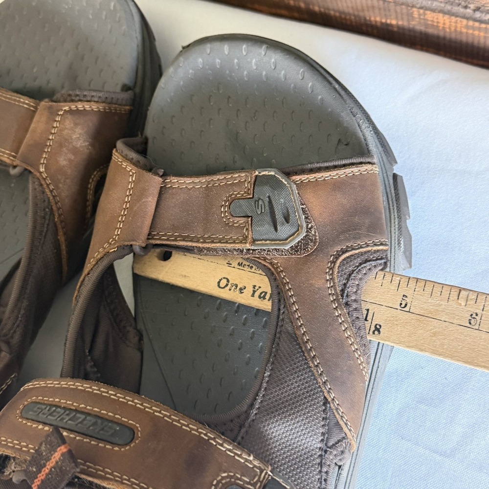Skechers Brown Leather Hiking Trail Walking Sandals Mens Sz 12 Fisherman Strappy - Picture 5 of 10